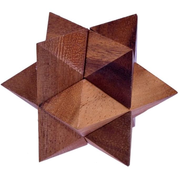 STAR SIZE L - STAR - 3D PUZZLE - THINKING GAME - PUZZLE GAME - PUZZLE GAME - LOGIC GAME MADE OF WOOD - Image 1